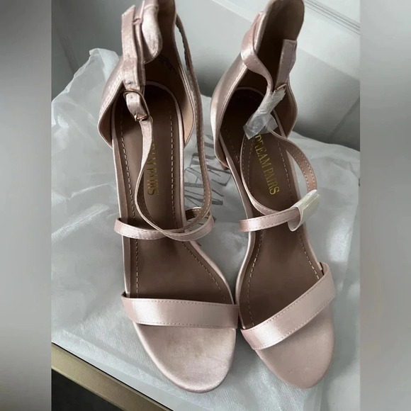 DREAM PAIRS | DOLCE  Open Toe Champagne Satin Heels | 8 [253] - Picture 3 of 6